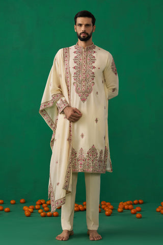 MOTIF CREAM KURTA SET