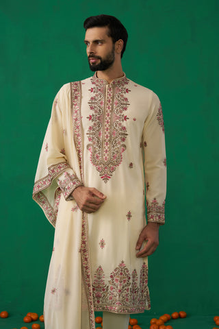 MOTIF CREAM KURTA SET