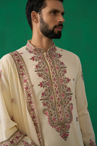 MOTIF CREAM KURTA SET
