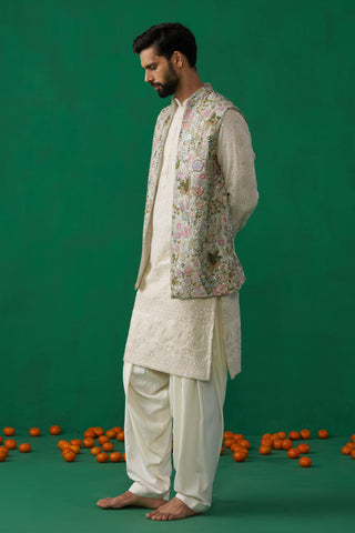 PHOOLPANKH SKYBLUE KURTA JACKET PATIYALA SET