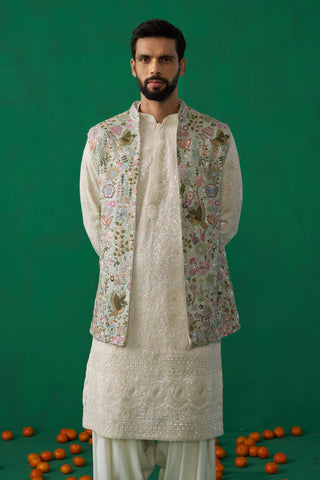 PHOOLPANKH SKYBLUE KURTA JACKET PATIYALA SET