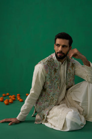 PHOOLPANKH SKYBLUE KURTA JACKET PATIYALA SET