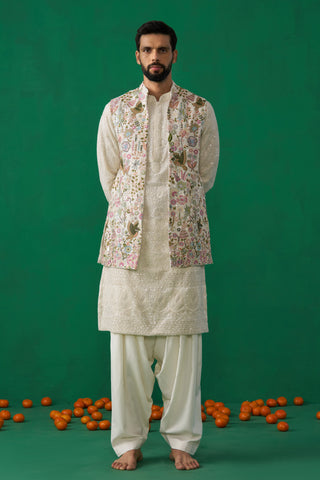 PHOOLPANKH IVORY KURTA JACKET SET
