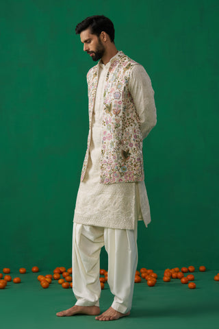 PHOOLPANKH IVORY KURTA JACKET SET