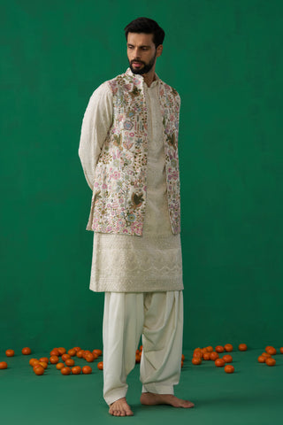 PHOOLPANKH IVORY KURTA JACKET SET
