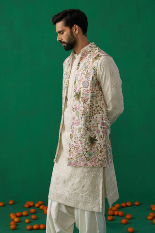 PHOOLPANKH IVORY KURTA JACKET SET