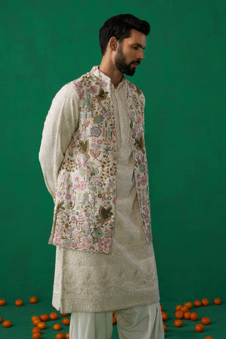 PHOOLPANKH IVORY KURTA JACKET SET
