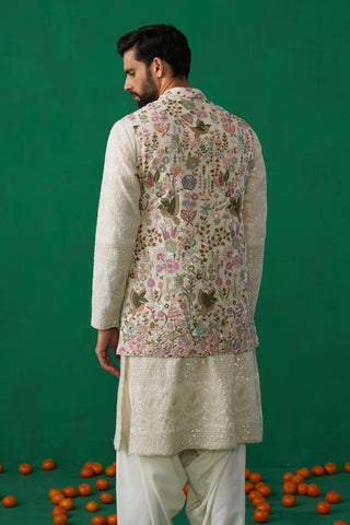PHOOLPANKH IVORY KURTA JACKET SET
