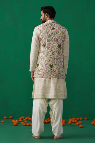 PHOOLPANKH IVORY KURTA JACKET SET