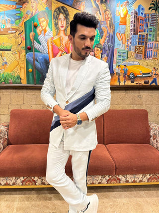 Arjun Bijlani in Girish Powder Pure Linen Blue Suit Set