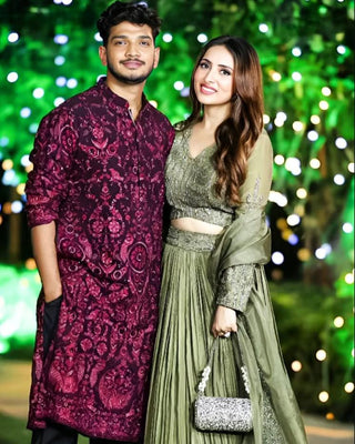 MUNAWAR FARUQUI IN Arjun Wine Kurta Set With Patiyala