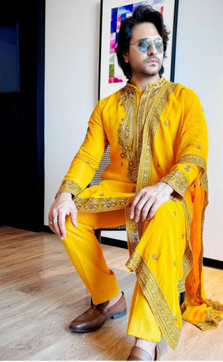ASHISH SHARMA IN ARABIC HALDI KURTA SET