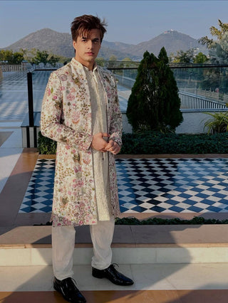 MOHSIN KHAN IN PHOOLPANKH IVORY INDOWESTERN SET