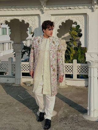 MOHSIN KHAN IN PHOOLPANKH IVORY INDOWESTERN SET