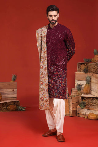 Kush Wine Kurta Set