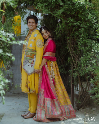 Adarsh Suyal in Musafir Haldi Kurta Jacket Set