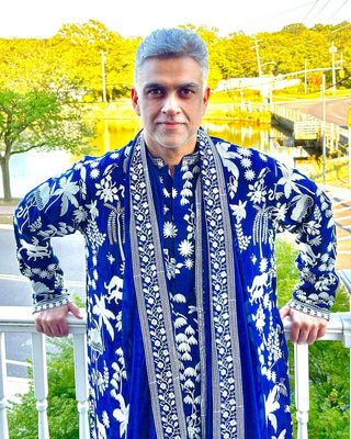 Siddharth P Malhotra in Aruna Navy Kurta set with patiyala and dupatta