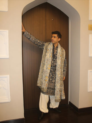 Devisshh Ahuja in Nawab navy blue Kurta Set