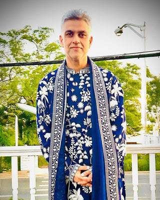 Siddharth P Malhotra in Aruna Navy Kurta set with patiyala and dupatta