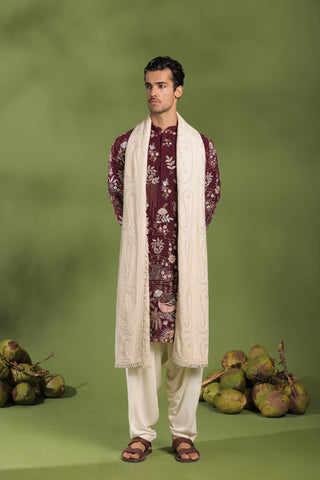 Vidyut Wine Kurta Patiyala Set with Dupatta