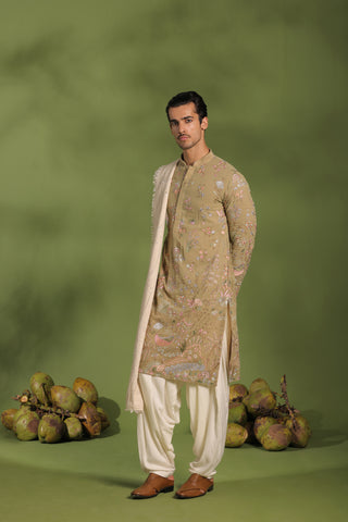 Vivek Mehandi Kurta patiyala set with dupatta