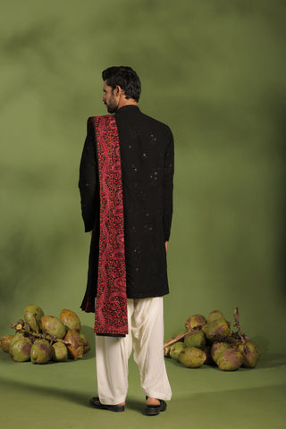 Agni Black Front Open Kurta patiyala set with dupatta