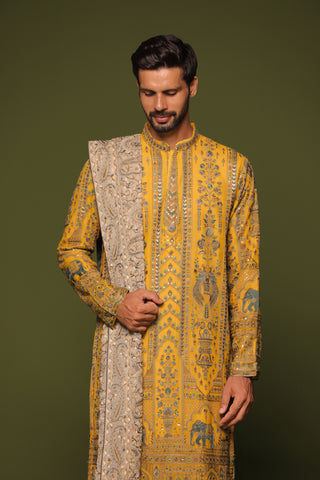 Mantrin Haldi Kurta patiyala set with dupatta