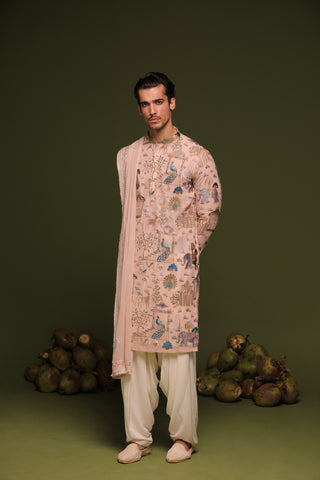 Kalyan pink Kurta patiyala set with dupatta