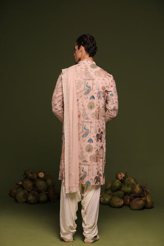 Kalyan pink Kurta patiyala set with dupatta