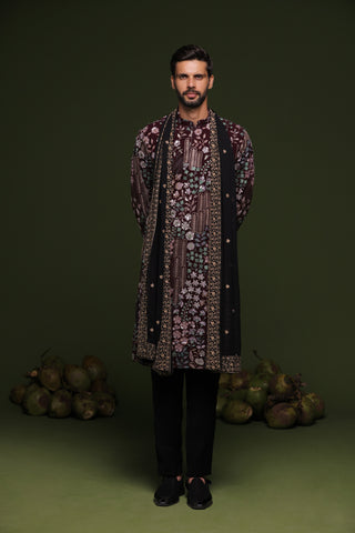 Ashok wine Kurta set with trouser and Dupatta