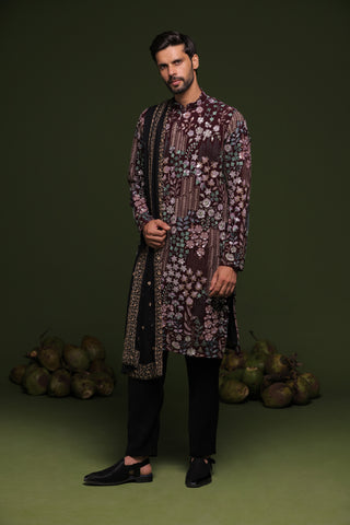 Ashok wine Kurta set with trouser and Dupatta