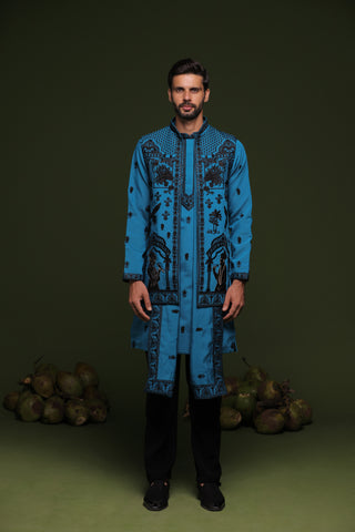 Vasu Persian Blue Jacket kurta set with Dupatta