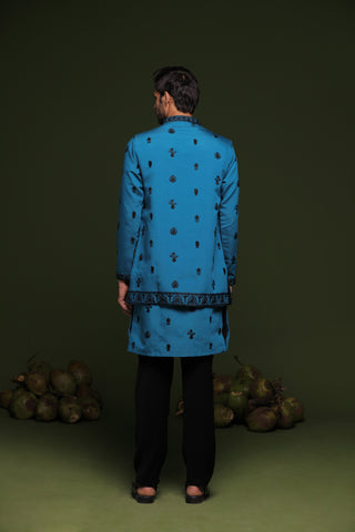 Vasu Persian Blue Jacket kurta set with Dupatta