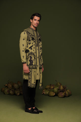 Dhairya Mehandi Jacket kurta set with Dupatta