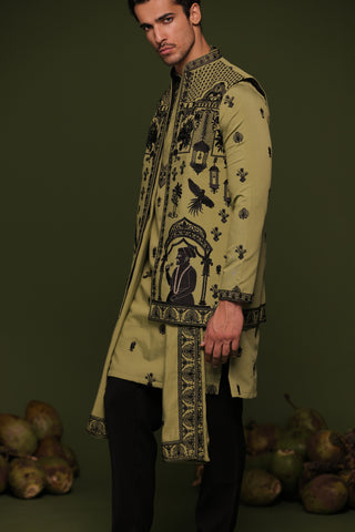 Dhairya Mehandi Jacket kurta set with Dupatta