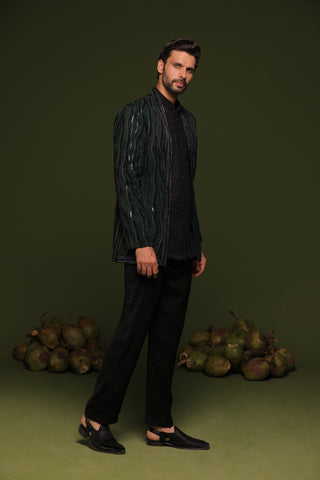 Amantra Bottle Green Jodhpuri set with shirt and trouser