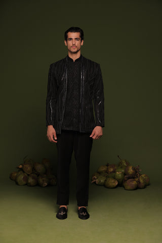 Satyam Black Jodhpuri set with short shirt and pant