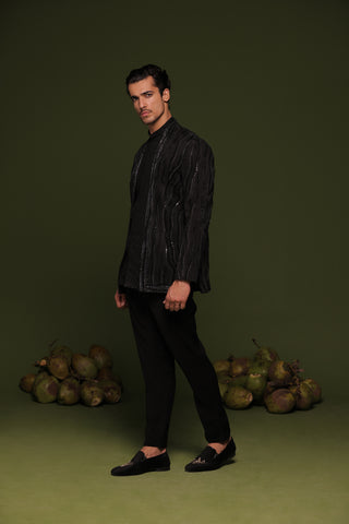 Satyam Black Jodhpuri set with short shirt and pant