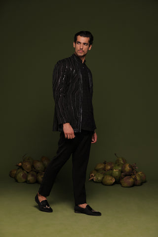 Satyam Black Jodhpuri set with short shirt and pant