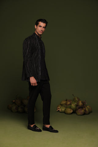 Satyam Black Jodhpuri set with short shirt and pant