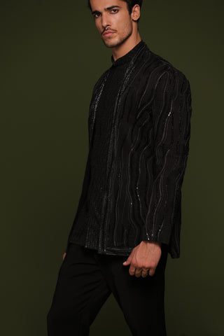 Satyam Black Jodhpuri set with short shirt and pant