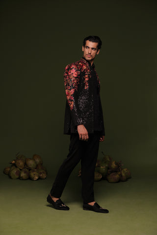 Viren black Jodhpuri set with shirt and trouser