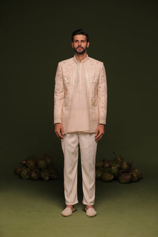 Satya Light Pink Jodhpuri set with short Kurta and trouser