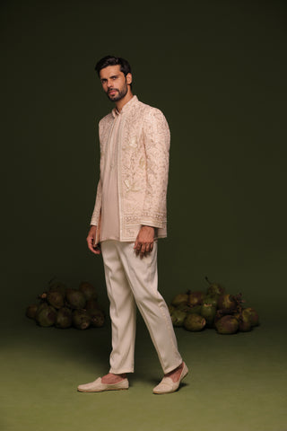 Satya Light Pink Jodhpuri set with short Kurta and trouser