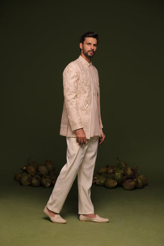 Satya Light Pink Jodhpuri set with short Kurta and trouser