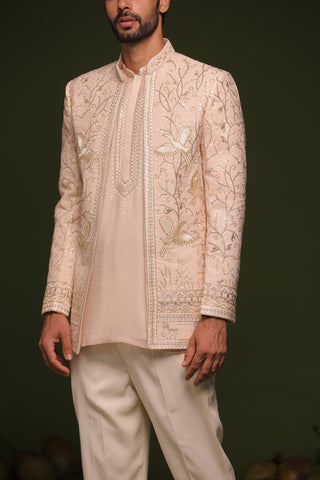 Satya Light Pink Jodhpuri set with short Kurta and trouser