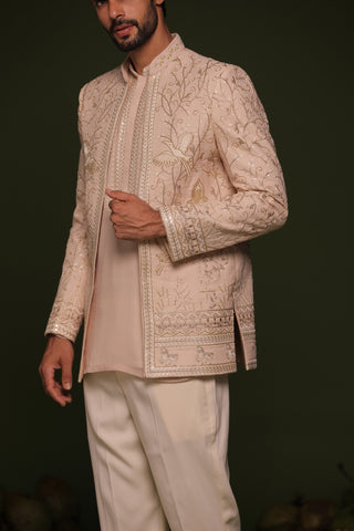 Satya Light Pink Jodhpuri set with short Kurta and trouser