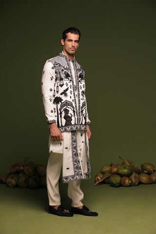 Rishabh Chawla in Navneet offwhite Jacket kurta set with Dupatta