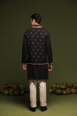 Nirbhik Black Jacket kurta set with trouser and Dupatta