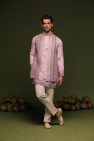 Vrishin Mauve purple Jacket kurta set with trouser